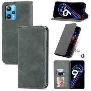 For OPPO Realme 9 Pro+ 5G Retro Skin Feel Magnetic Horizontal Flip Leather Phone Case(Gray)