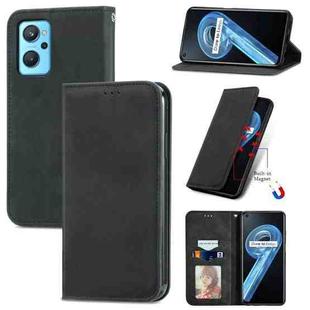 For OPPO Realme 9i Retro Skin Feel Magnetic Horizontal Flip Leather Phone Case(Black)