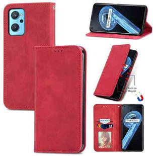 For OPPO Realme 9i Retro Skin Feel Magnetic Horizontal Flip Leather Phone Case(Red)