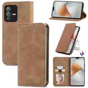 For vivo S12 Pro Retro Skin Feel Magnetic Horizontal Flip Leather Phone Case(Brown)