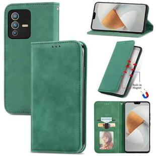For vivo S12 Pro Retro Skin Feel Magnetic Horizontal Flip Leather Phone Case(Green)
