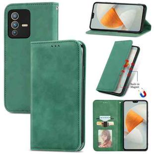 For vivo S12 Retro Skin Feel Magnetic Horizontal Flip Leather Phone Case(Green)