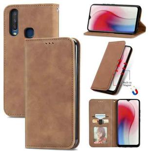 For vivo Y17 Retro Skin Feel Magnetic Horizontal Flip Leather Phone Case(Brown)