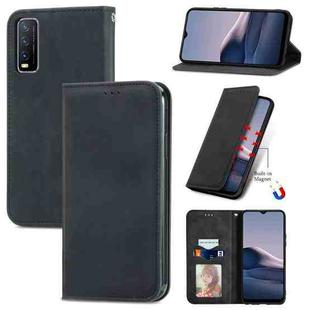 For vivo Y20 / Y20 2021 Retro Skin Feel Magnetic Horizontal Flip Leather Phone Case(Black)