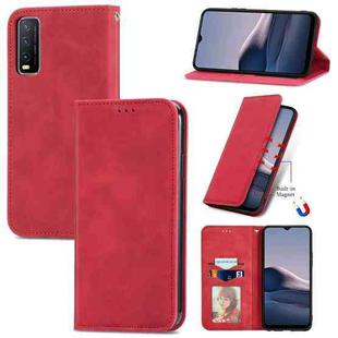 For vivo Y20 / Y20 2021 Retro Skin Feel Magnetic Horizontal Flip Leather Phone Case(Red)