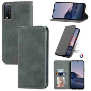 For vivo Y20 / Y20 2021 Retro Skin Feel Magnetic Horizontal Flip Leather Phone Case(Gray)