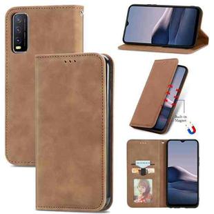 For vivo Y20 / Y20 2021 Retro Skin Feel Magnetic Horizontal Flip Leather Phone Case(Brown)