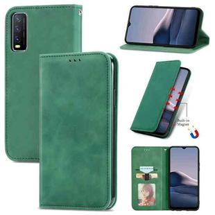 For vivo Y20 / Y20 2021 Retro Skin Feel Magnetic Horizontal Flip Leather Phone Case(Green)