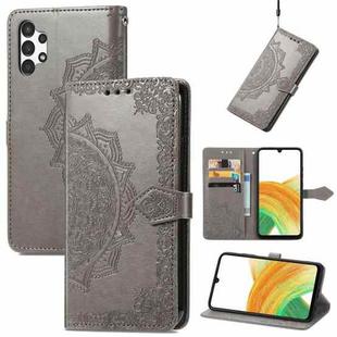 For Samsung Galaxy A13 4G Mandala Flower Embossed Leather Phone Case(Gray)