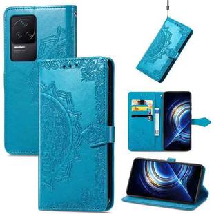 For Xiaomi Redmi K50 Pro Mandala Flower Embossed Flip Leather Phone Case(Blue)
