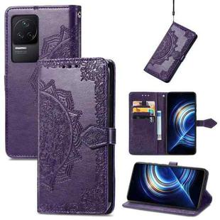 For Xiaomi Redmi K50 Pro Mandala Flower Embossed Flip Leather Phone Case(Purple)