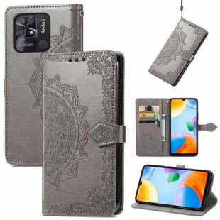 For Xiaomi Redmi 10C Mandala Flower Embossed Flip Leather Phone Case(Gray)