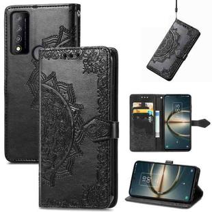 For TCL 30 V 5G Mandala Flower Embossed Flip Leather Phone Case(Black)