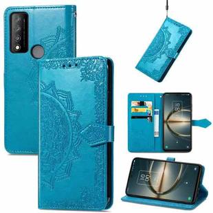 For TCL 30 V 5G Mandala Flower Embossed Flip Leather Phone Case(Blue)