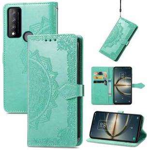 For TCL 30 V 5G Mandala Flower Embossed Flip Leather Phone Case(Green)