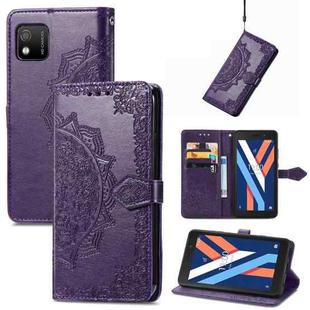 For Wiko Y52 Mandala Flower Embossed Flip Leather Phone Case(Purple)