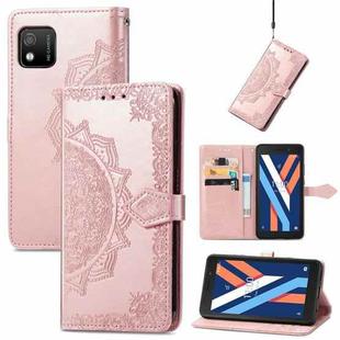 For Wiko Y52 Mandala Flower Embossed Flip Leather Phone Case(Rose Gold)