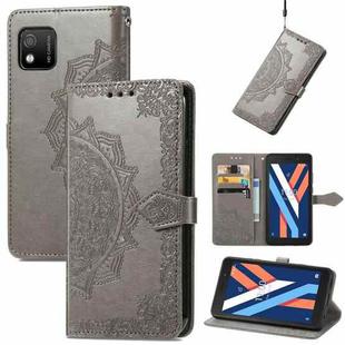 For Wiko Y52 Mandala Flower Embossed Flip Leather Phone Case(Gray)