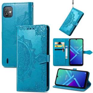For Wiko Y82 Mandala Flower Embossed Flip Leather Phone Case(Blue)
