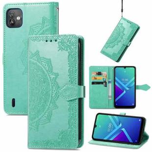 For Wiko Y82 Mandala Flower Embossed Flip Leather Phone Case(Green)