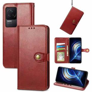 For Xiaomi Redmi K50 Pro Retro Solid Color Buckle Leather Phone Case(Red)