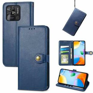 For Xiaomi Redmi 10C Retro Solid Color Buckle Leather Phone Case(Blue)