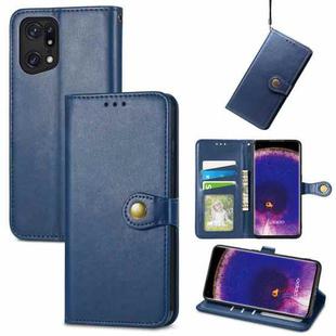 For OPPO Find X5 Retro Solid Color Buckle Leather Phone Case(Blue)