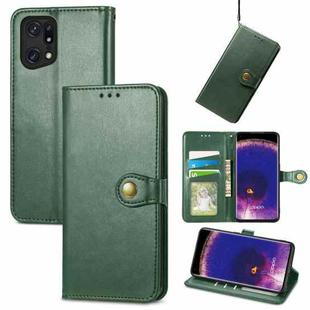 For OPPO Find X5 Pro Retro Solid Color Buckle Leather Phone Case(Green)