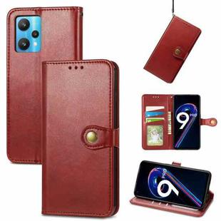 For OPPO Realme 9 Pro Retro Solid Color Buckle Leather Phone Case(Red)