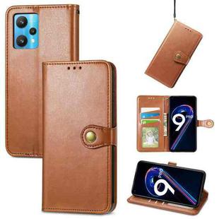 For OPPO Realme 9 Pro Retro Solid Color Buckle Leather Phone Case(Brown)