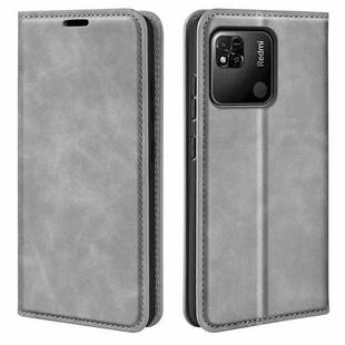 For Xiaomi Redmi 10A Retro-skin Magnetic Suction Leather Phone Case(Grey)