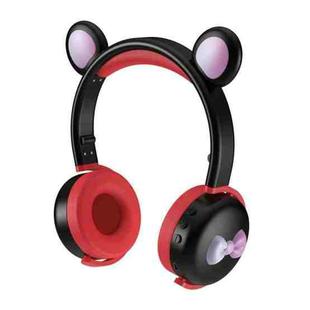 AEC BK7 Cute Bear Children Wireless Bluetooth Headset with LED Light(Black Red)