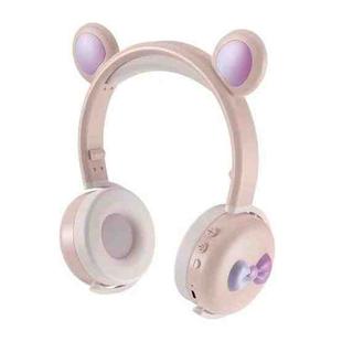 AEC BK7 Cute Bear Children Wireless Bluetooth Headset with LED Light(Pink)