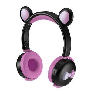 AEC BK7 Cute Bear Children Wireless Bluetooth Headset with LED Light(Black Rose)