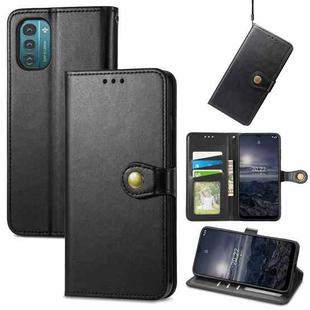 For Nokia G21 Retro Solid Color Buckle Leather Phone Case(Black)