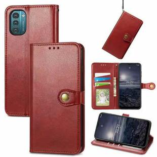 For Nokia G21 Retro Solid Color Buckle Leather Phone Case(Red)