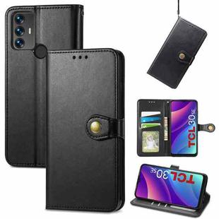 For TCL 30 SE Retro Solid Color Buckle Leather Phone Case(Black)