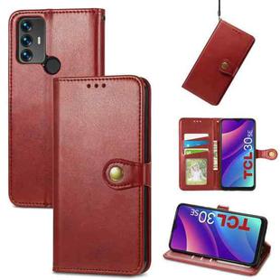 For TCL 30 SE Retro Solid Color Buckle Leather Phone Case(Red)