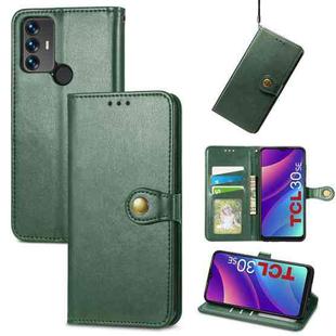 For TCL 30 SE Retro Solid Color Buckle Leather Phone Case(Green)