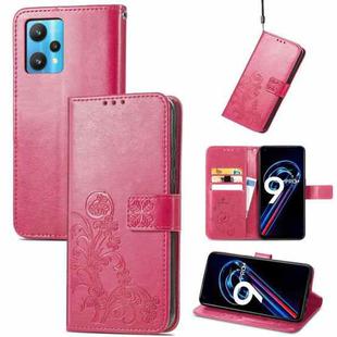 For OPPO Realme 9 Pro+ 5G Four-leaf Clasp Embossed Buckle Leather Phone Case(Magenta)