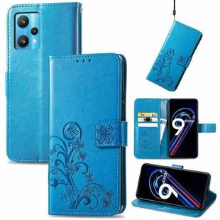 For OPPO Realme 9 Pro+ 5G Four-leaf Clasp Embossed Buckle Leather Phone Case(Blue)