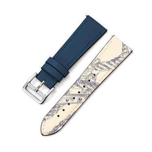 For Huawe Watch GT Runner 22mm Supershift Contrast Pin Buckle Leather Watch Band(Blue+Pattern)