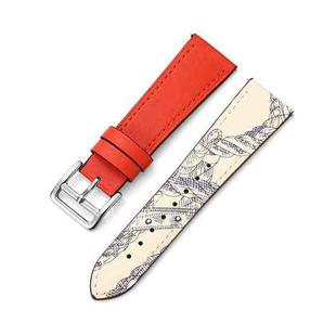 For Huawe Watch GT Runner 22mm Supershift Contrast Pin Buckle Leather Watch Band(Orange+Pattern)