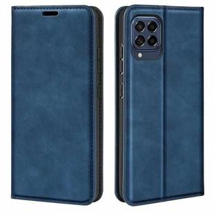 For Samsung Galaxy M53 Retro-skin Magnetic Suction Leather Phone Case(Dark Blue)