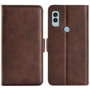 For Kyocera Android One S9 Dual-side Magnetic Buckle Leather Phone Case(Brown)