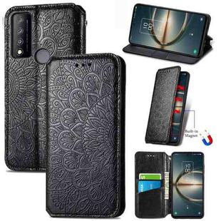 For TCL 30 V 5G Blooming Mandala Embossed Magnetic Leather Phone Case(Black)