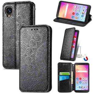 For TCL A509DL / A3 Blooming Mandala Embossed Magnetic Leather Phone Case(Black)