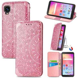 For TCL A509DL / A3 Blooming Mandala Embossed Magnetic Leather Phone Case(Pink)