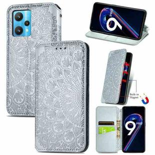 For OPPO Realme 9 Pro Blooming Mandala Embossed Magnetic Leather Phone Case(Gray)