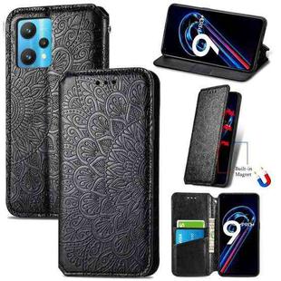 For OPPO Realme 9 Pro+ 5G Blooming Mandala Embossed Magnetic Leather Phone Case(Black)